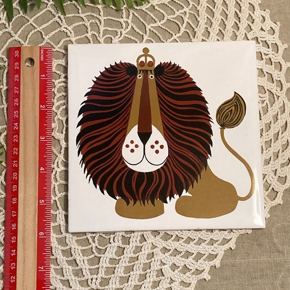 Vintage King Lion Ceramic Tile By Kenneth Townsend - Picture 9 of 11